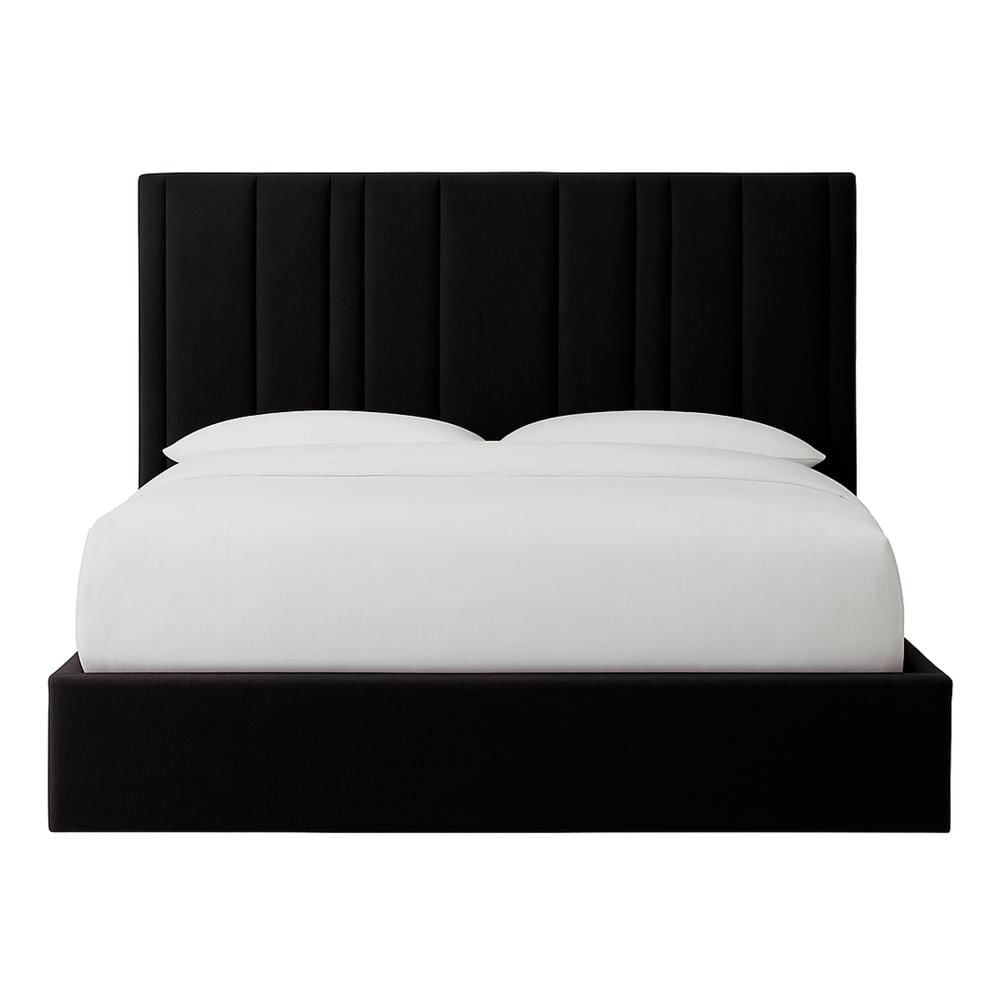 Cama Tapizada LeMueble Líneas Queen Negro