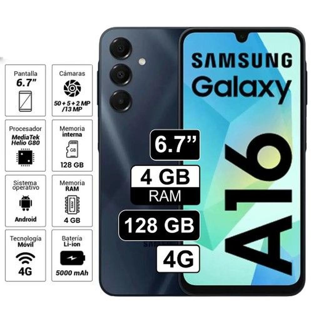Celular Samsung Galaxy A16 4G 128GB ROM 4GB RAM - Negro AMOLED