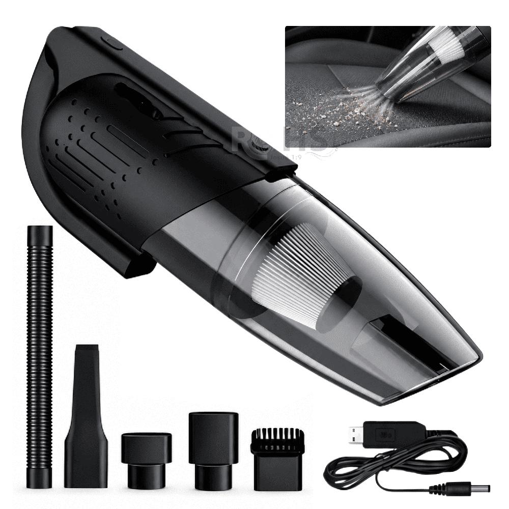 Aspiradora Recargable 120W Para Auto Con Filtro Y Accesorios De Limpieza