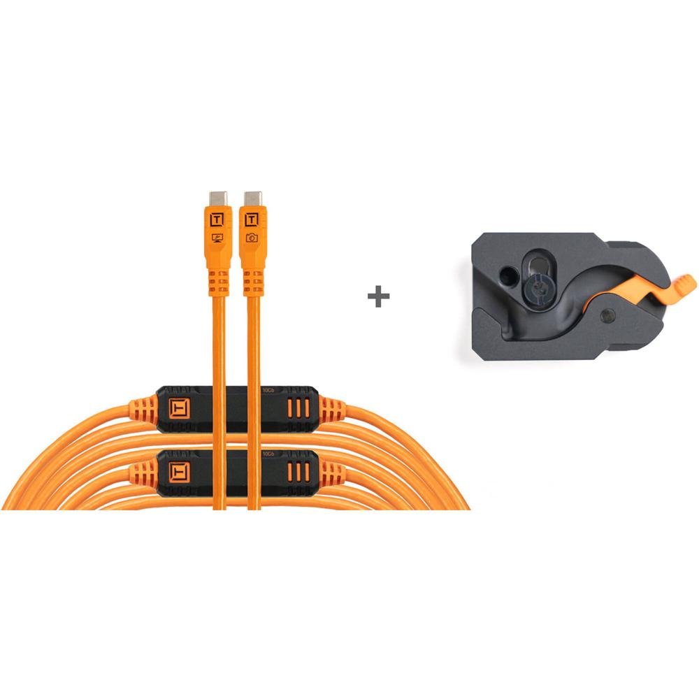 Tether Tools Kit de Cable LeverLock & Optima 31' USB-C, Alta Visibilidad Naranja, Compatib