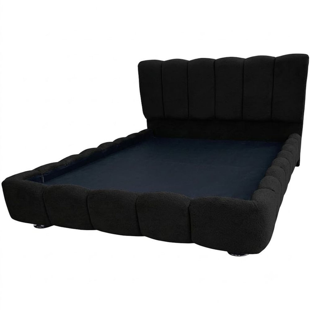 Cama Nube Olimpo Queen Roble y Tela Velvet - No Incluye Colchón