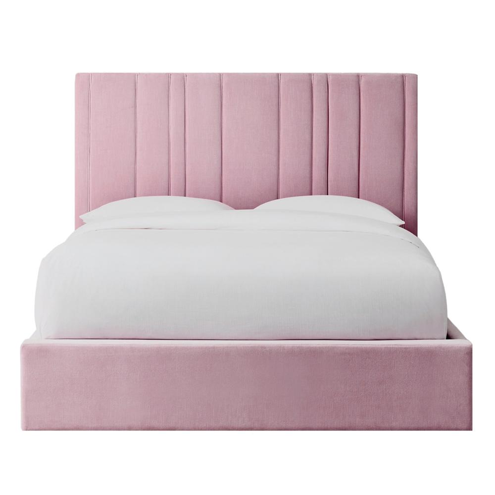 Cama Tapizada LeMueble Líneas 2 Plazas Rosa