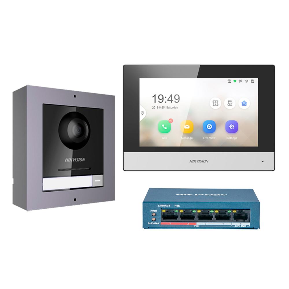 Kit Videoportero IP Hikvision DS-KIS602 Cámara 2MP Pantalla táctil App Llamada