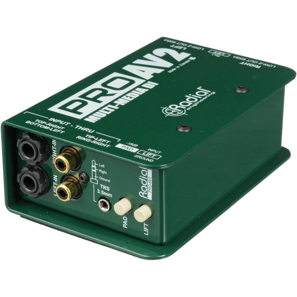 Radial Engineering ProAV2 Caja Directa Estéreo Pasiva para Multimedia, 2 Canales, Aislami
