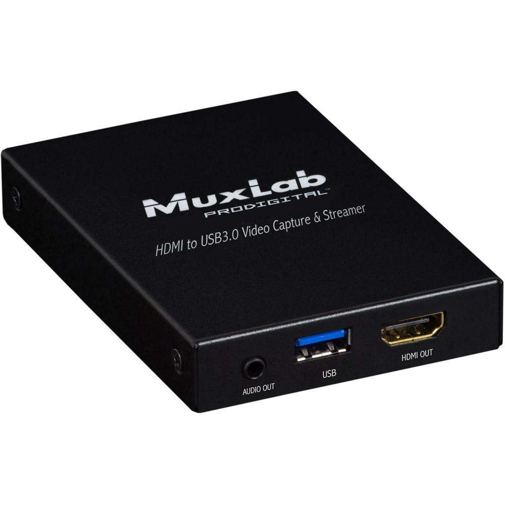 MuxLab Capturador de Video HDMI a USB 3.0 UHD 4K60 con Salida HDMI Loop y Puertos de Audio