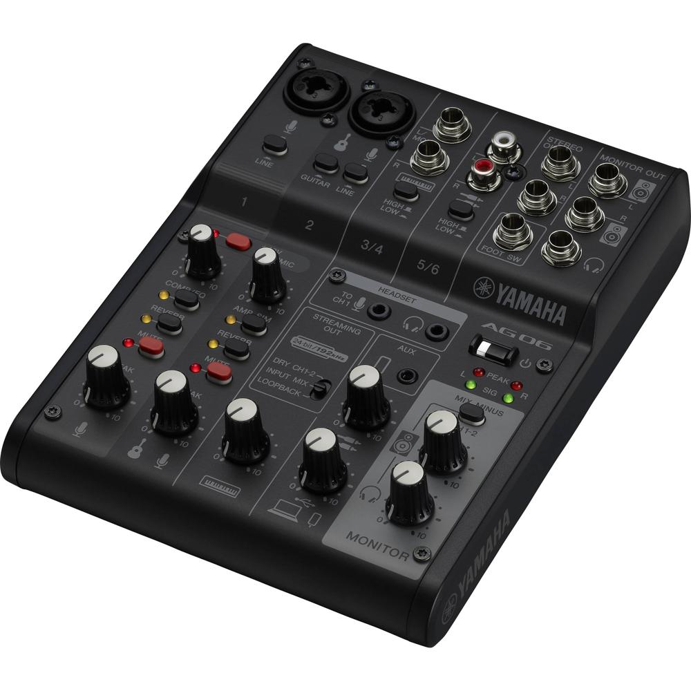 Yamaha Mezclador AG06MK2 6 Canales con Interfaz de Audio USB, 24-Bit / 192 kHz, Efectos DS