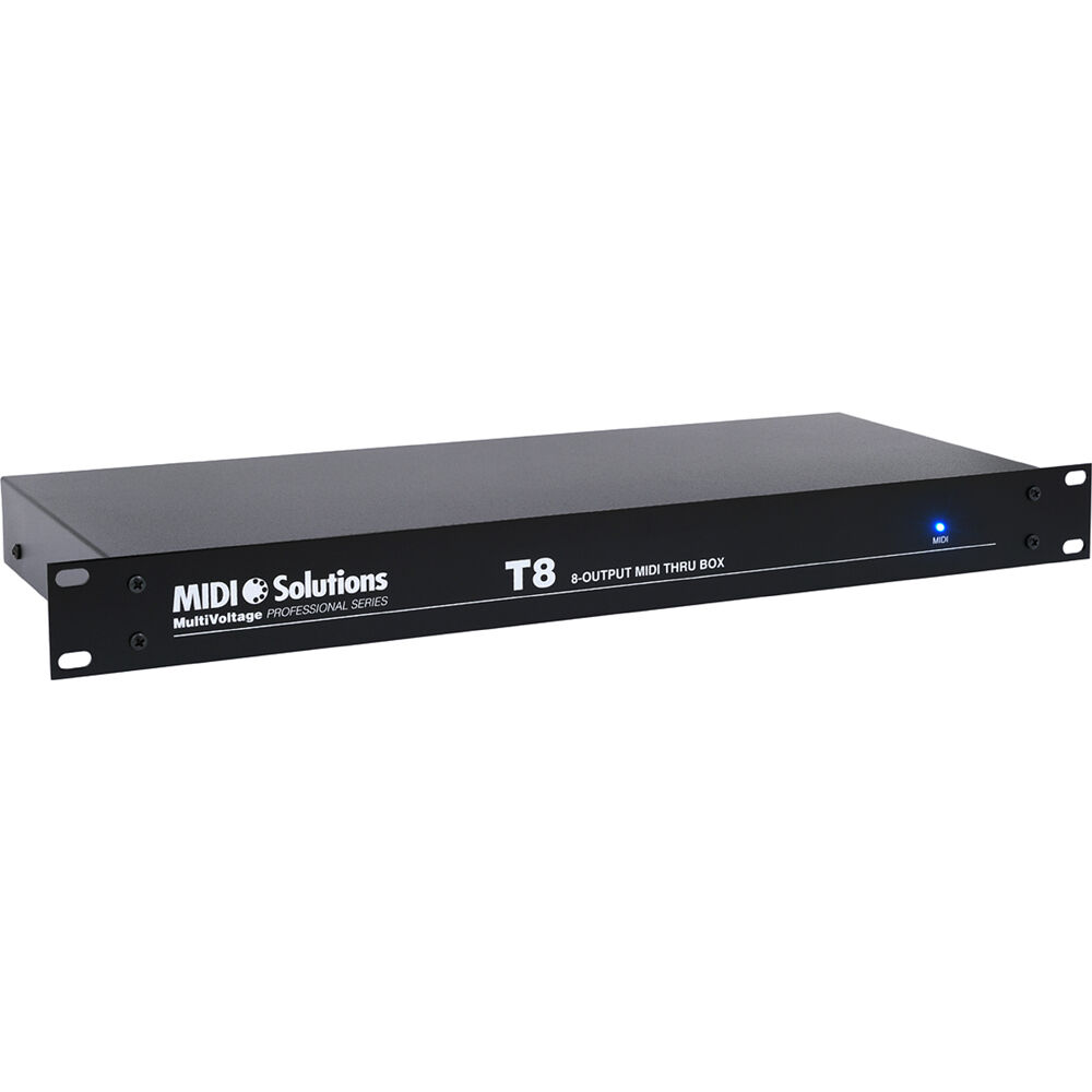 MIDI Solutions MultiVoltage T8 1x8 Active MIDI Thru Box Rackmount - 1 Entrada x 8 Salidas,