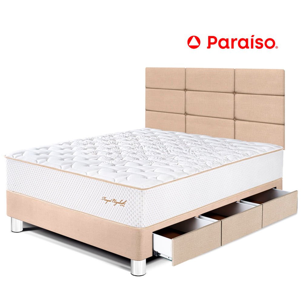 Dormitorio Royal Elizabeth Con Cajones Cabecera Blocks 1.5 Plazas Champagne