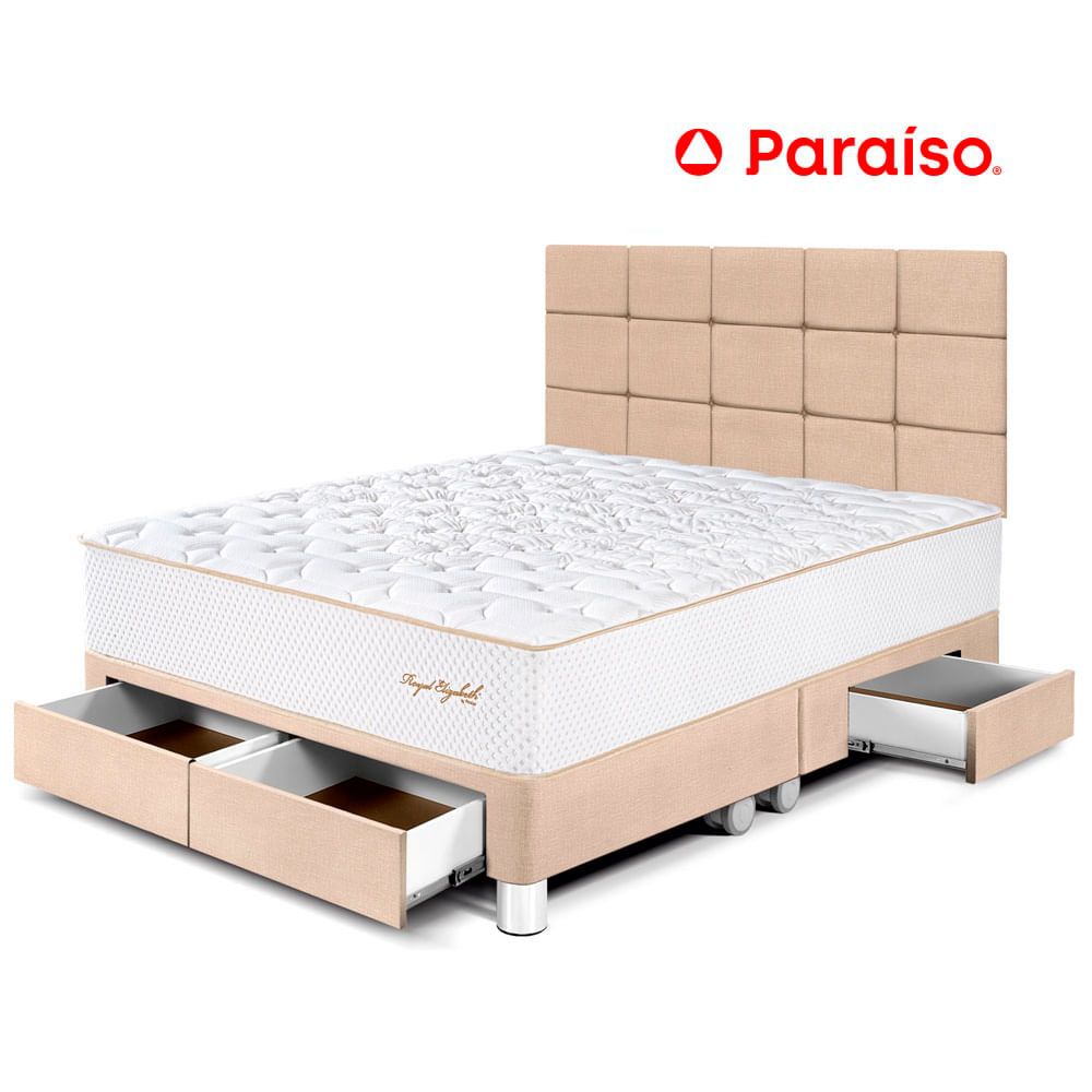 Dormitorio Royal Elizabeth Con Cajones Cabecera Blocks Queen Champagne