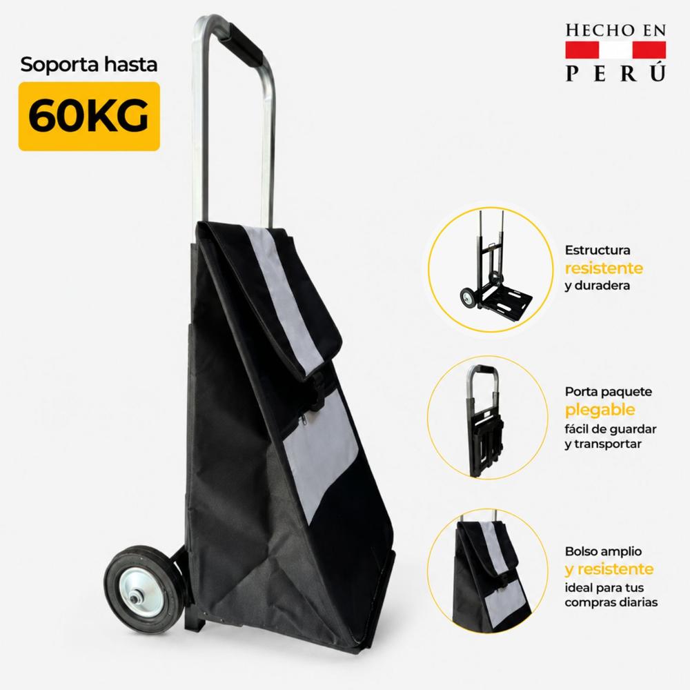 Carrito de mercado plegable Modelo Premium con Bolso Negro