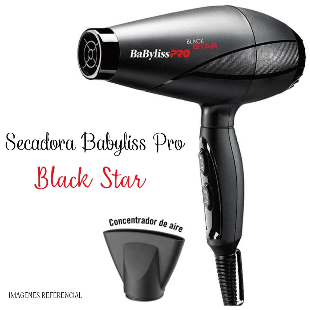 Secadora De Cabello Babyliss Pro B6200pe Black Star 2000w
