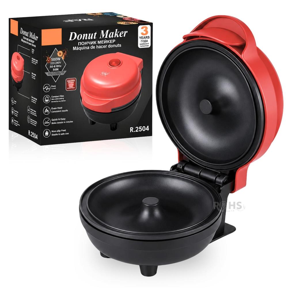 Máquina Eléctrica para Donas RAF R.2504 Con Placas Antiadherentes 500W