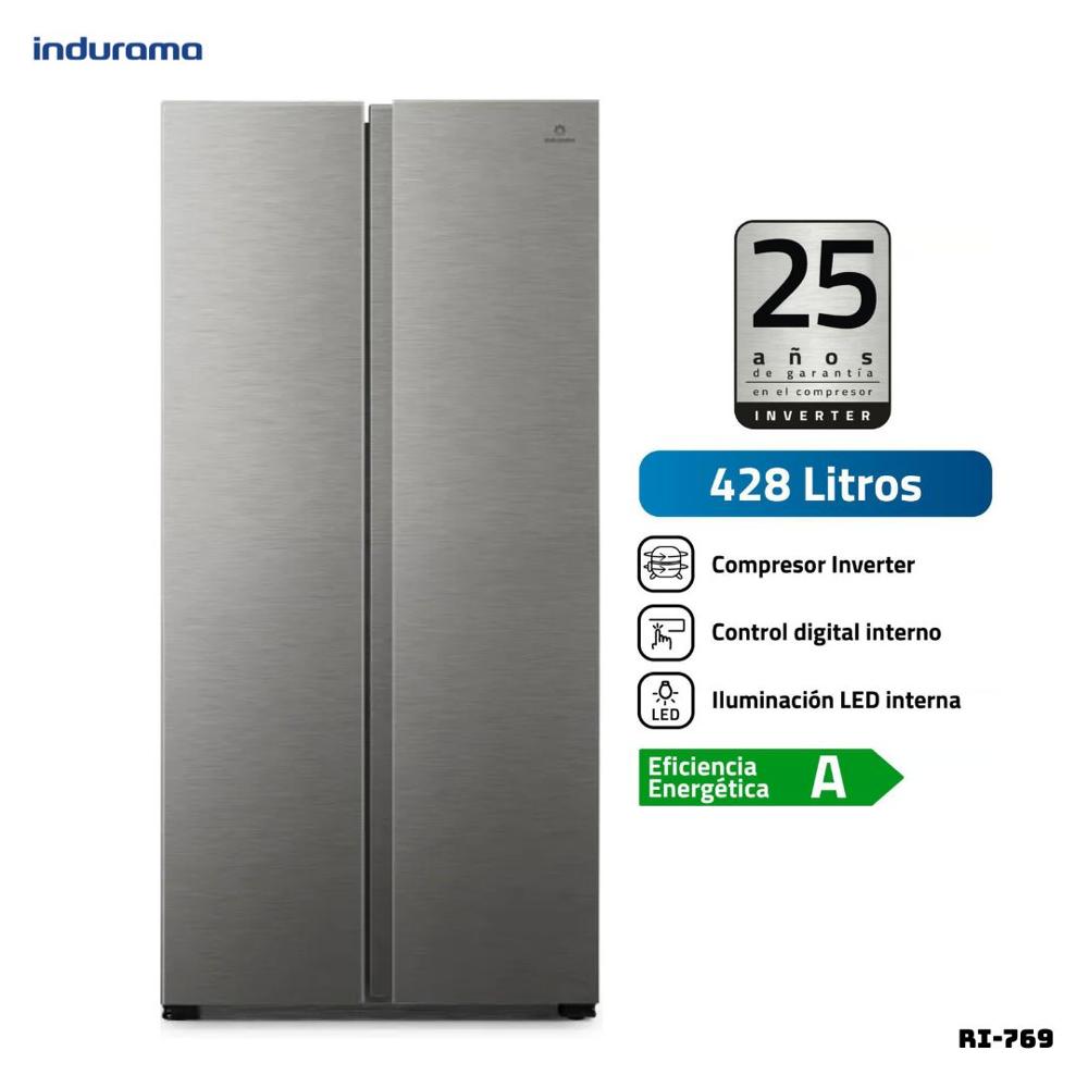 REFRIGERADORA INDURAMA 428 L SIDE BY SIDE PLATEADO - RI-769