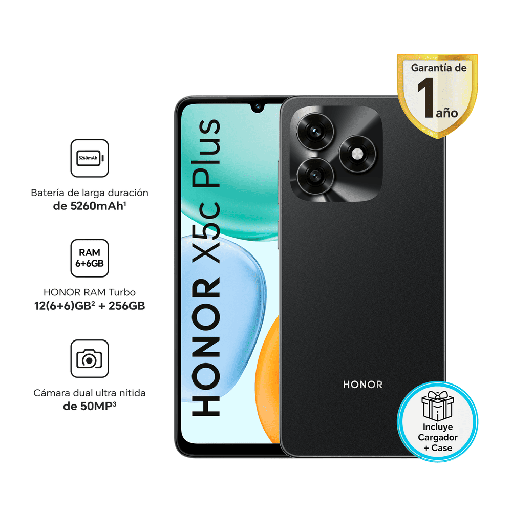 Celular HONOR X5c Plus 4GB 256GB NLA-LX3 - Black