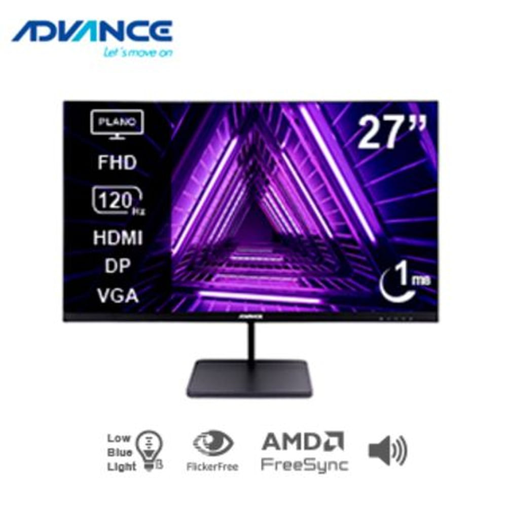 Monitor Advance ADV-2754S 27” FHD IPS 120Hz 1ms HDMI DP VGA con Parlantes