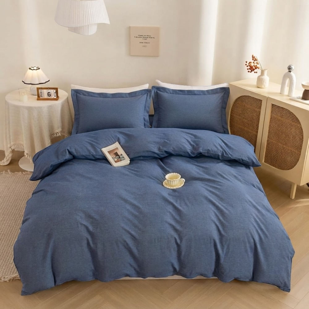Funda Plumón Clásica Orma Hogar Simply Denim 200 Hilos Algodón Pima Queen