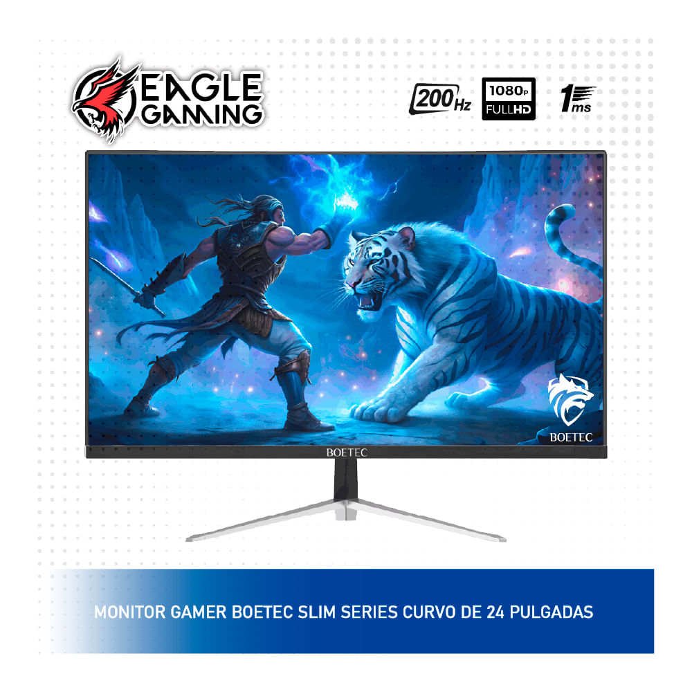 MONITOR GAMER  BOETEC SLIM 2477 CURVO DE 24 PULGADAS - 200HZ - 1MS - FULLHD