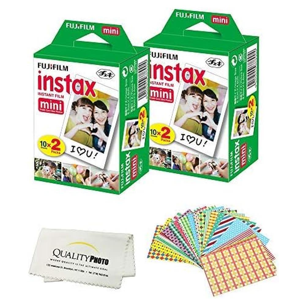 PELÍCULA INSTANTÁNEA FUJIFILM INSTAX MINI + PAÑO / PEGATINAS - PACK 40 HOJAS