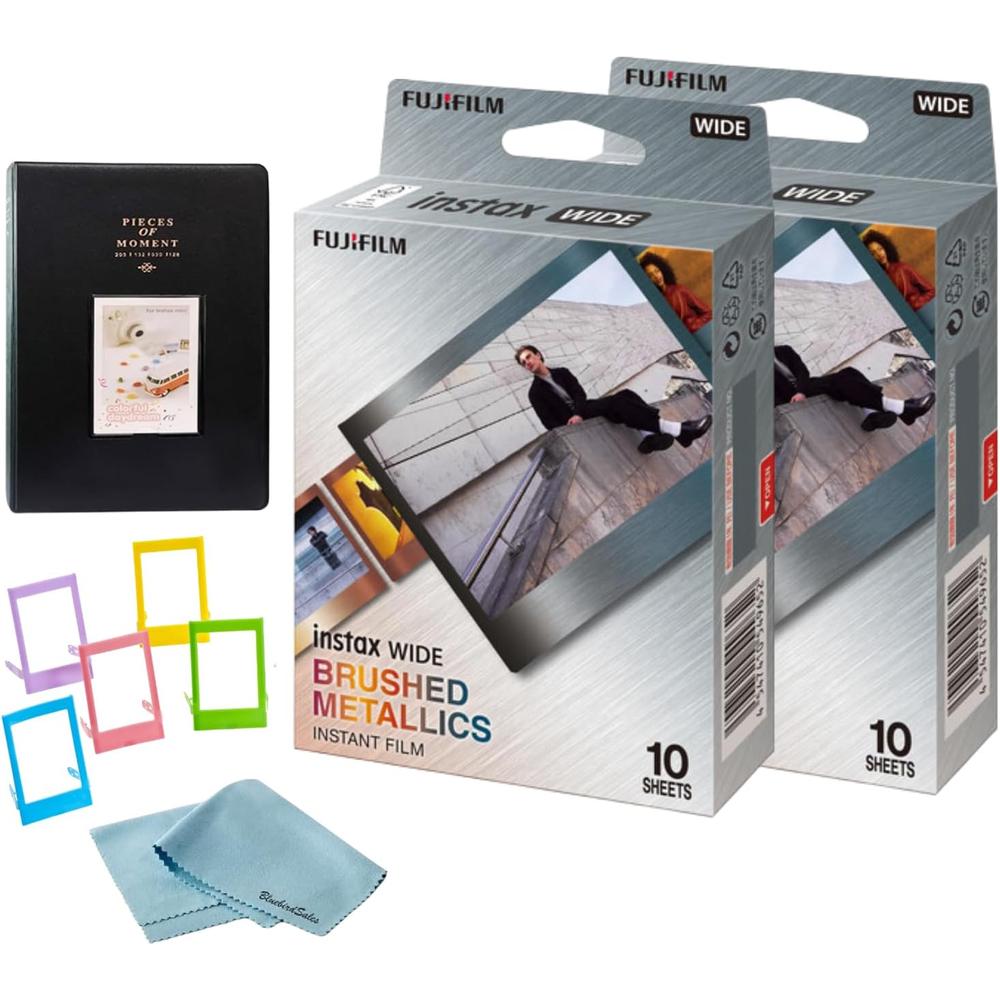 PELÍCULA INSTANTÁNEA FUJIFILM INSTAX WIDE BRUSHED METALLICS + ÁLBUM DE FOTOS - PACK 20 HOJAS