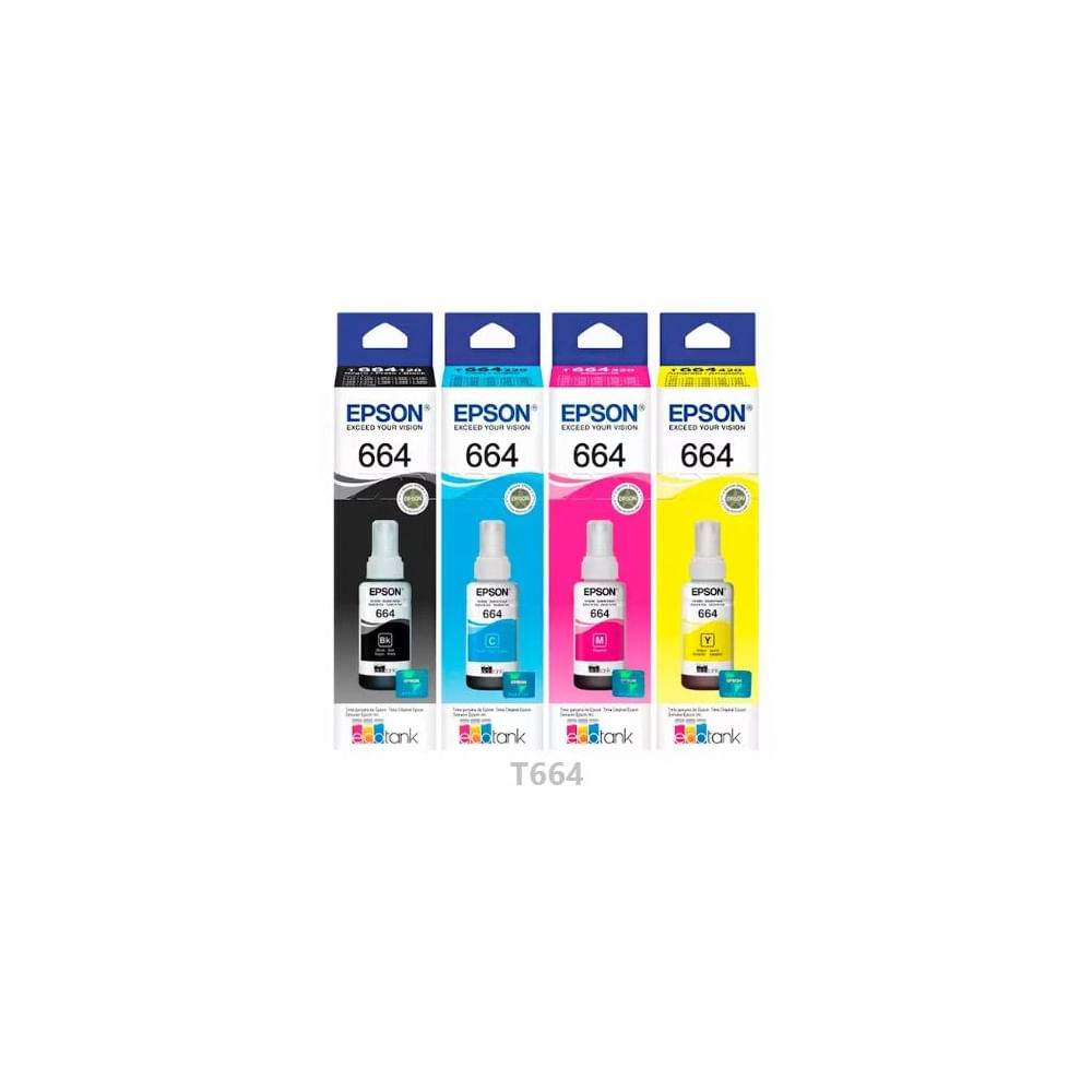Tinta Para Epson T664 Pack x4 Colores CMYBK