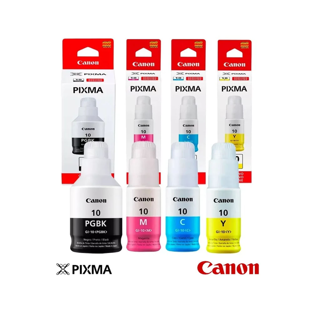 Tinta Para Canon GI-10 Pack x4 colores CMYBK