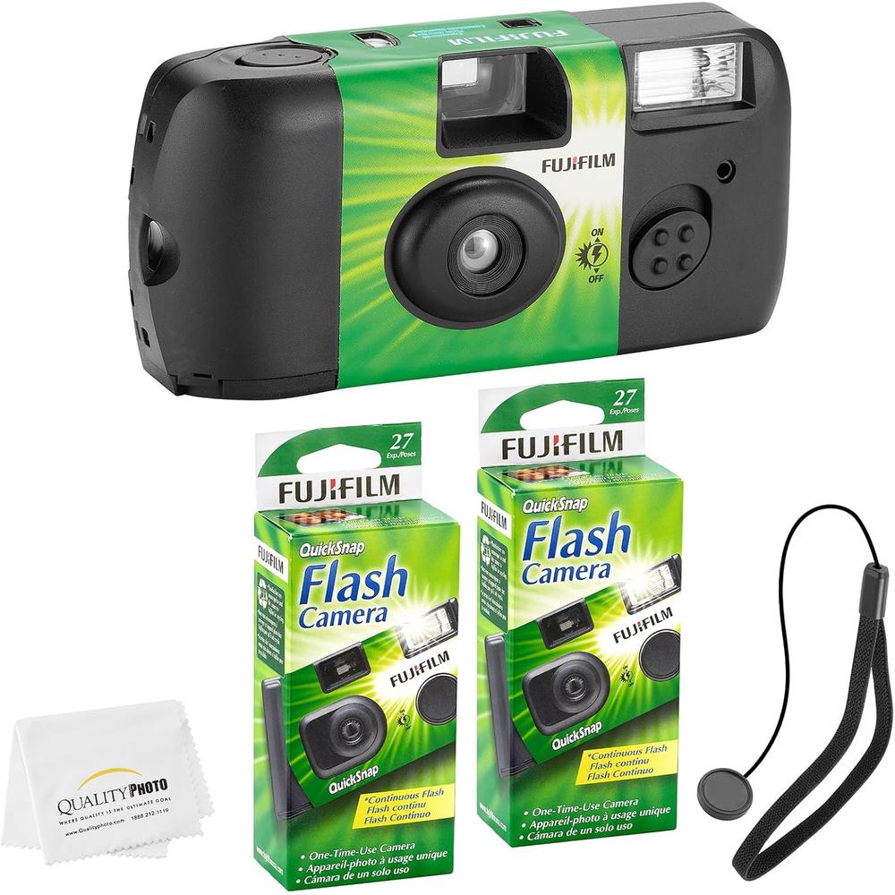 CÁMARA DESECHABLE FUJIFILM QUICKSNAP FLASH 400 35MM CORREA DE MANO PAÑO MICROFIBRA - PACK 2 PZS