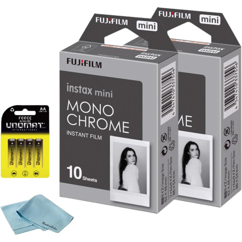 PELÍCULA INSTANTÁNEA FUJIFILM INSTAX MINI MONOCROMÁTICA + BATERÍAS AA - SET 2 PZS