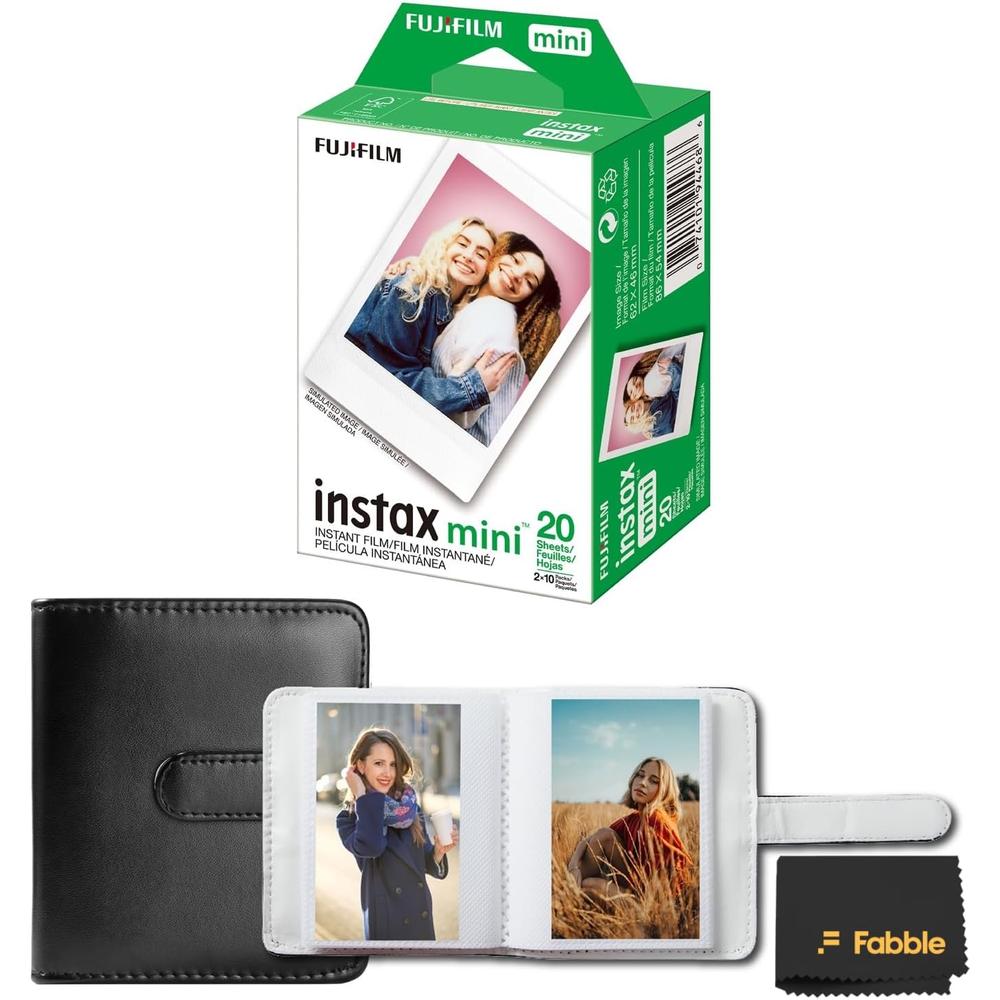 PELÍCULA INSTANTÁNEA FUJIFILM INSTAX MINI + ÁLBUM DE FOTOS - PACK 20 HOJAS | NEGRO