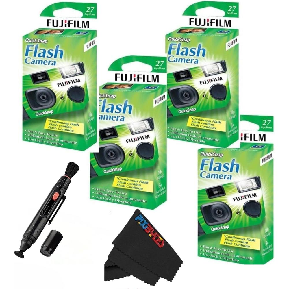 CÁMARA DESECHABLE FUJIFILM QUICKSNAP FLASH 400 LÁPIZ LIMPIADOR DE LENTES - SET 5 PZS
