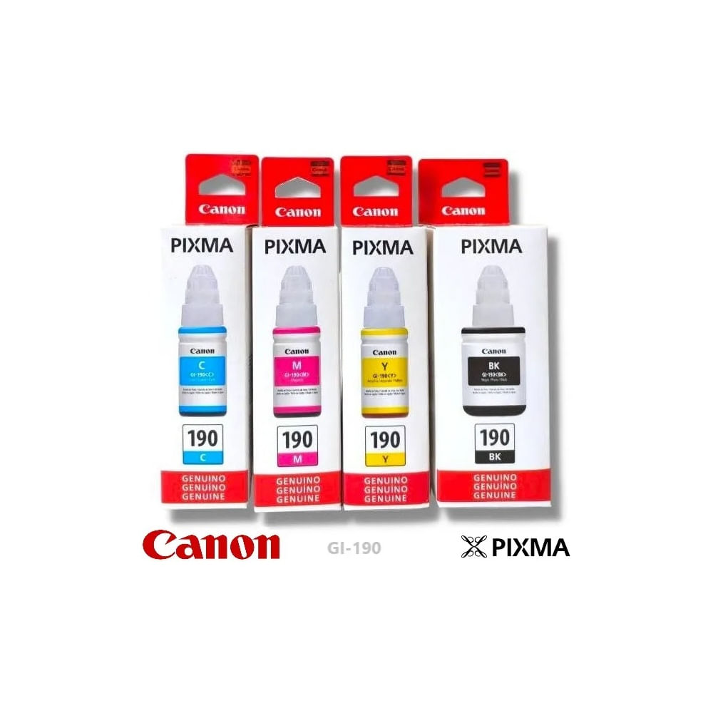 Tinta Canon Gi-190 CMYBK 4 Botellas Alto Rendimiento