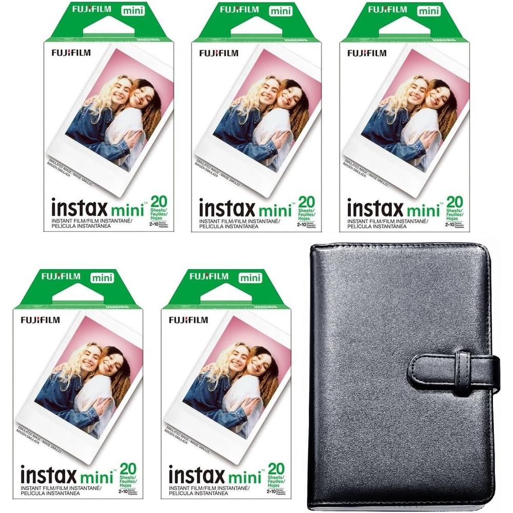PELÍCULA INSTANTÁNEA FUJIFILM INSTAX MINI + ÁLBUM DE FOTOS - PACK 100 HOJAS | NEGRO