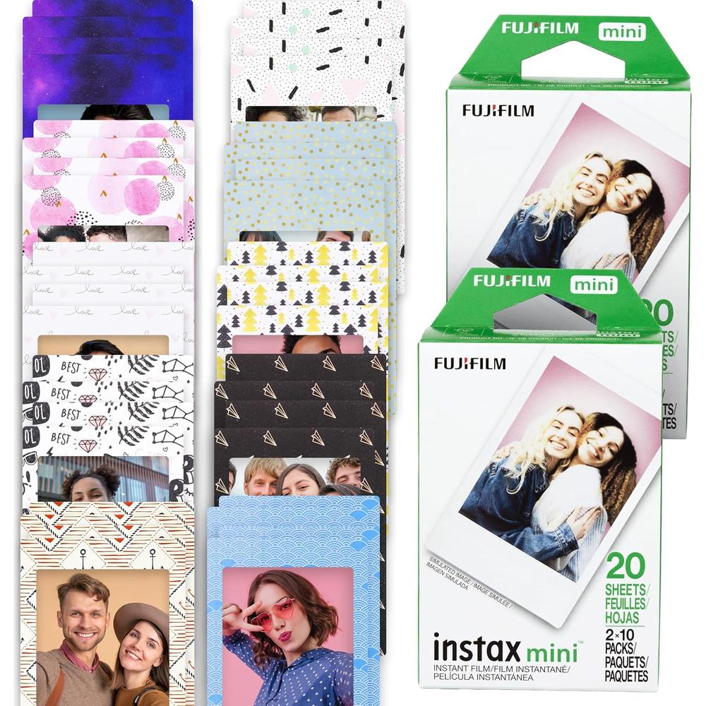 PELÍCULA INSTANTÁNEA FUJIFILM INSTAX MINI + MARCOS ADHESIVOS - PACK 40 HOJAS