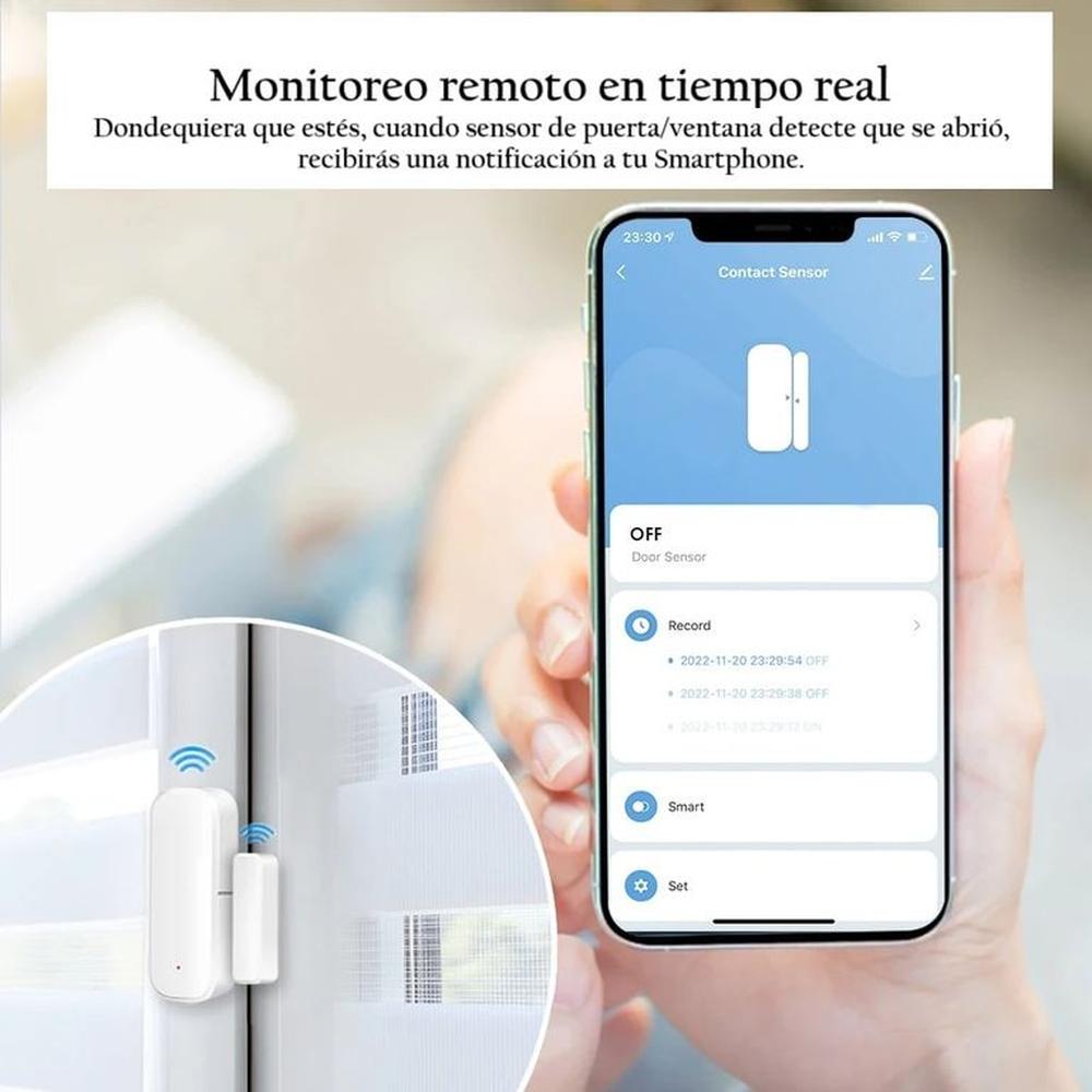 Sensor Puerta Ventana WiFi Alarma Detector Seguridad Hogar Cerrado APP Genieka