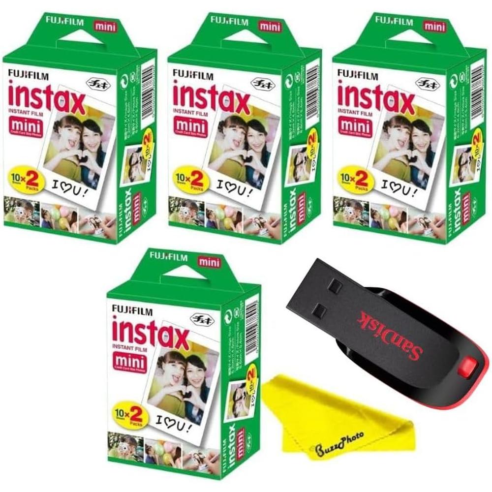 PELÍCULA INSTANTÁNEA FUJIFILM INSTAX MINI + MEMORIA USB 32GB - PACK 80 HOJAS