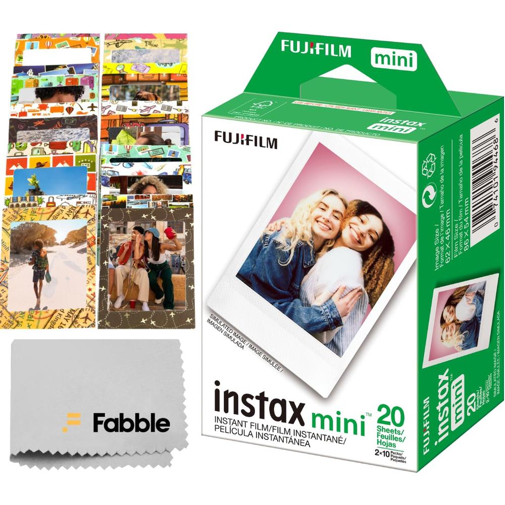 PELÍCULA INSTANTÁNEA FUJIFILM INSTAX MINI + MARCOS + PAÑO - PACK 20 HOJAS