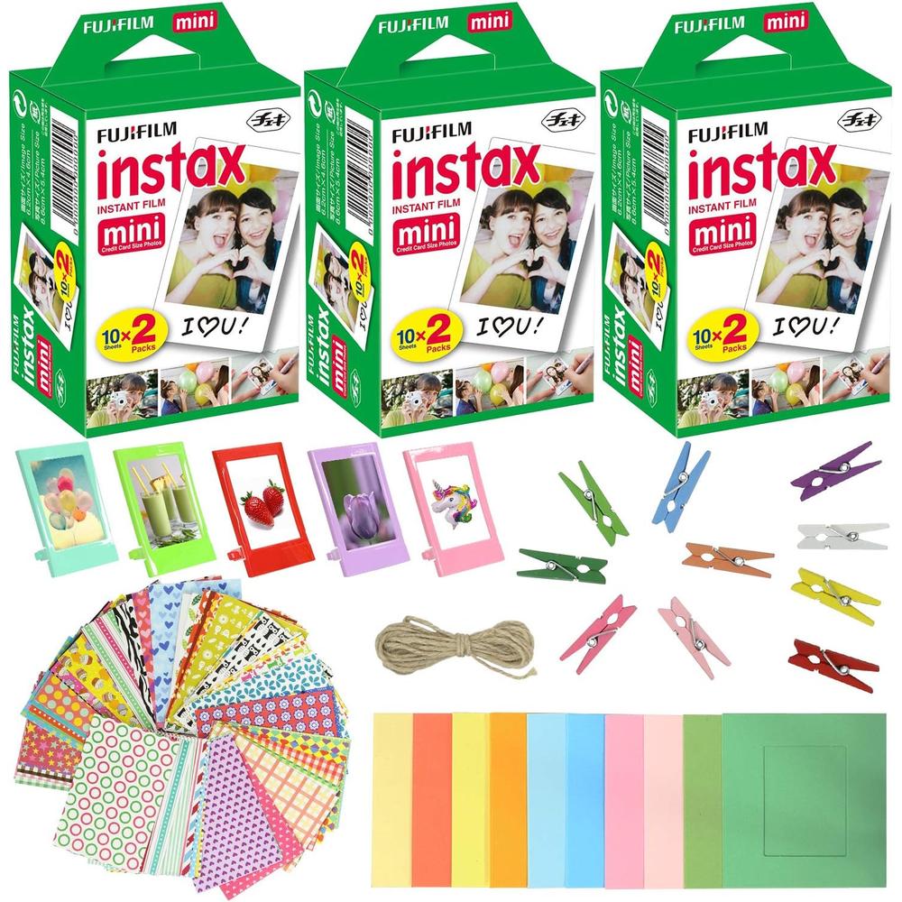 PELÍCULA INSTANTÁNEA FUJIFILM INSTAX MINI + MARCOS PARA FOTO - PACK 60 HOJAS