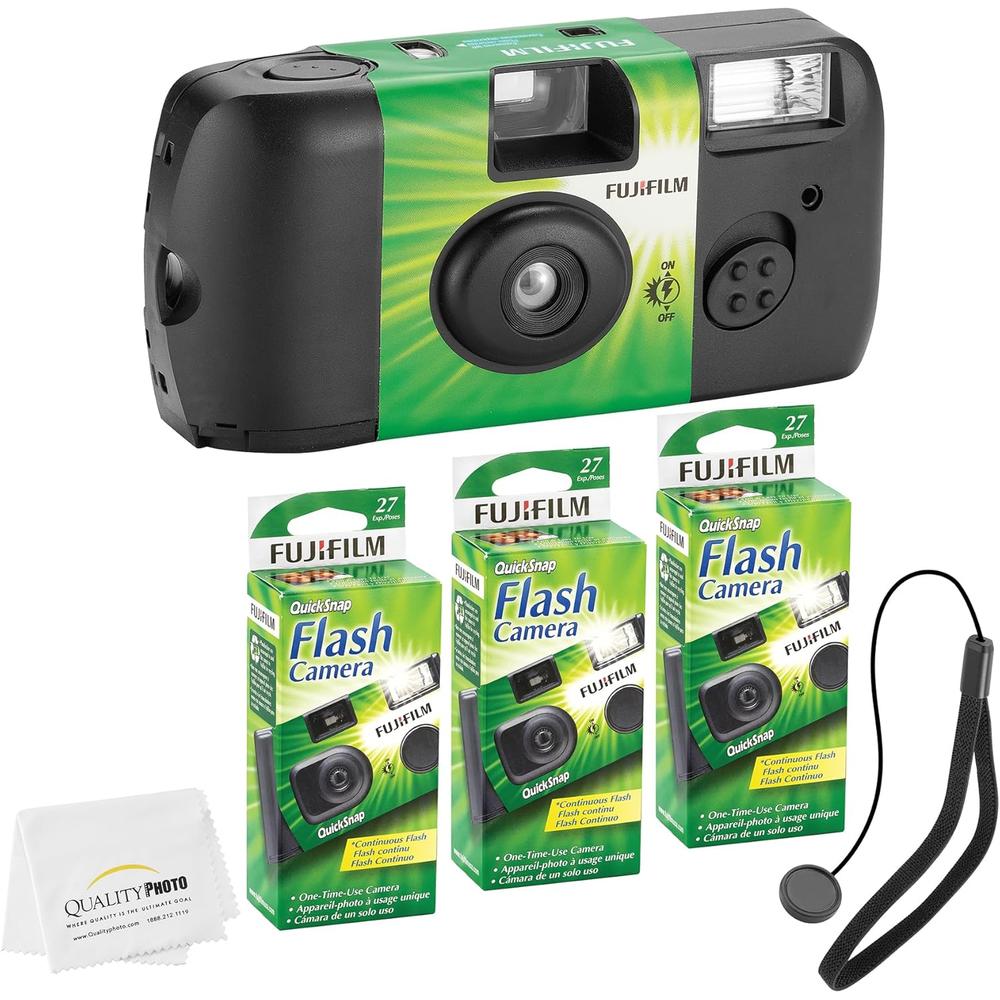 CÁMARA DESECHABLE FUJIFILM QUICKSNAP FLASH 400 35MM CON CORREA DE MANO PAÑO MICROFIBRA - PACK 3 PZS