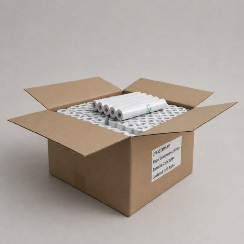 Caja de 100 rollos A4 contómetro papel térmico 210x35mm 55g