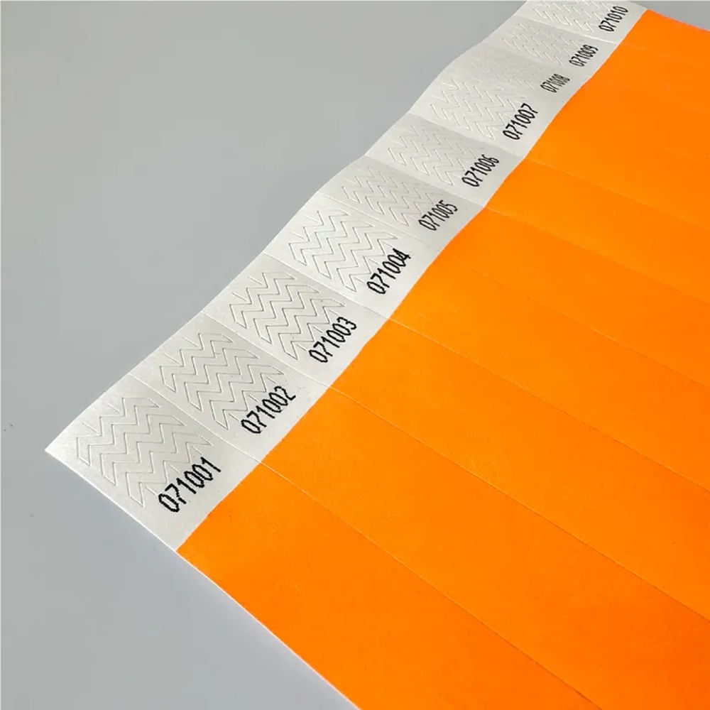 Brazaletes Tyvek Naranja Neón 3/4" x1000 Unidades Control de Acceso Eventos Flink Naranja