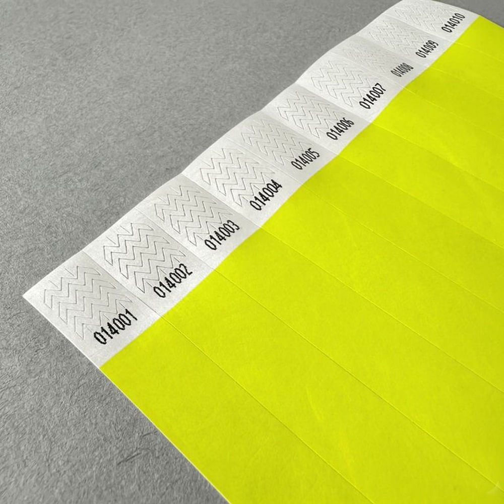 Brazaletes Tyvek Amarillo Neón 3/4" x1000 Unidades Control de Acceso Eventos Flink Amarillo