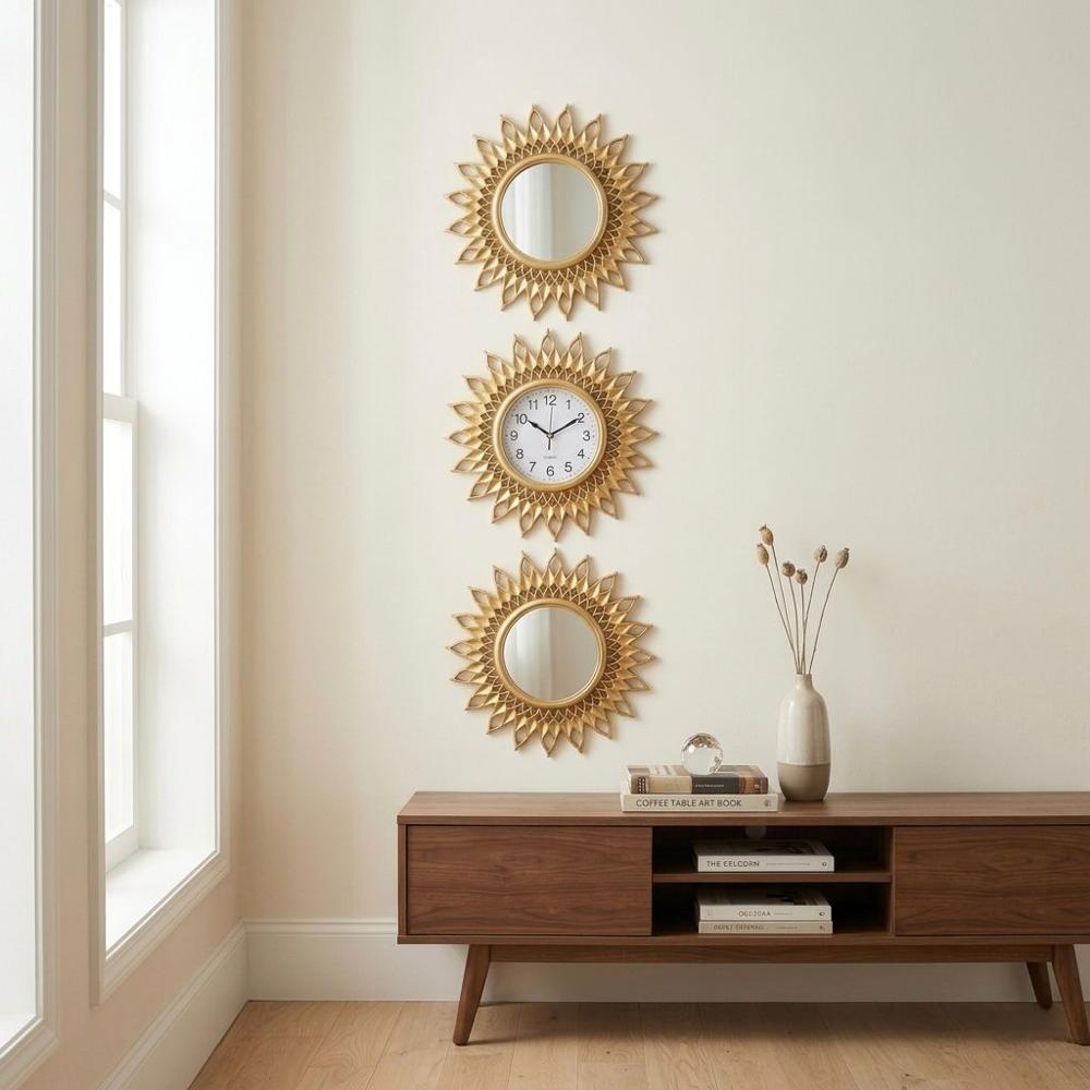 SET DE RELOJ CON ESPEJOS DORADOS