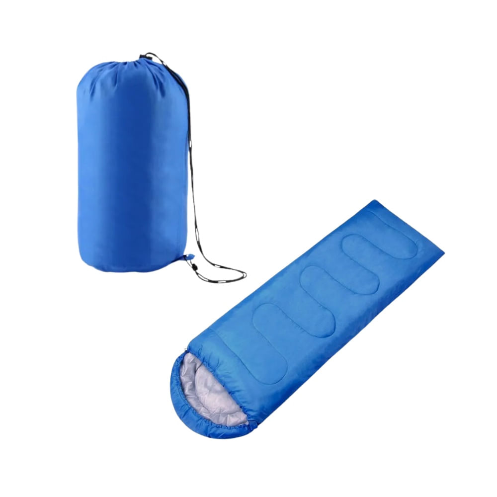 Bolsa de Dormir 200 x 70 cm con Capucha y Cremallera Lateral Ligero Azulino