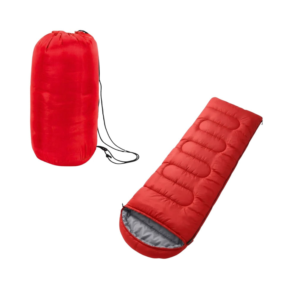 Bolsa de Dormir 200 x 70 cm con Capucha y Cremallera Lateral Ligero Rojo