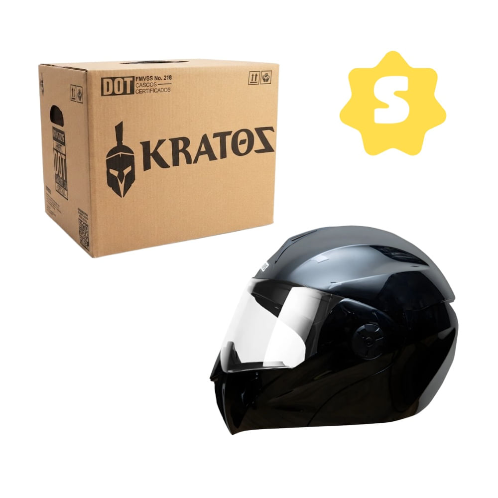 Casco Abatible Articulado para Moto Visor Humo Negro Brilloso Talla S Kratoz K30 DOT
