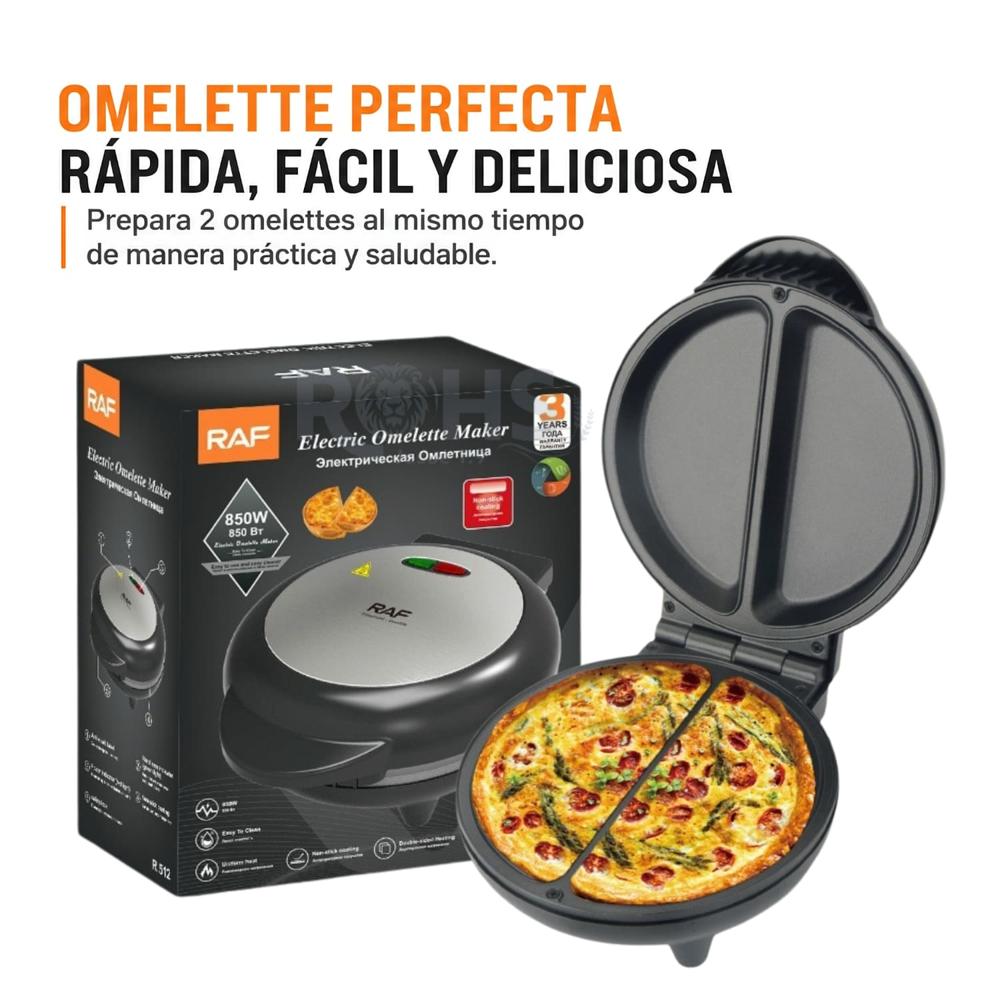 Máquina Para Omelette RAF R.512 Antiadherente 850W Con Doble Cámara De Cocción