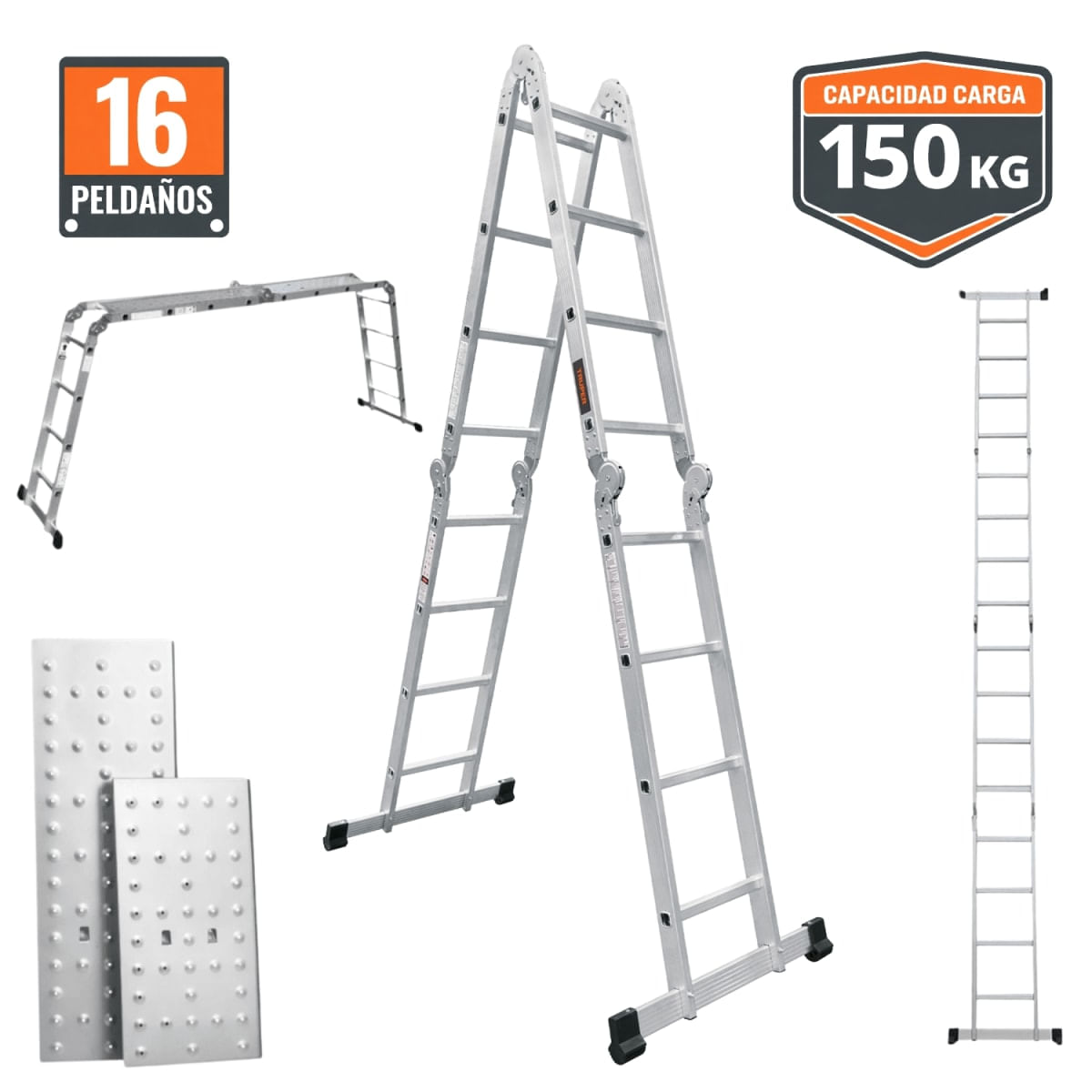 Escalera Multiposicion 16 peldaños Truper 101906