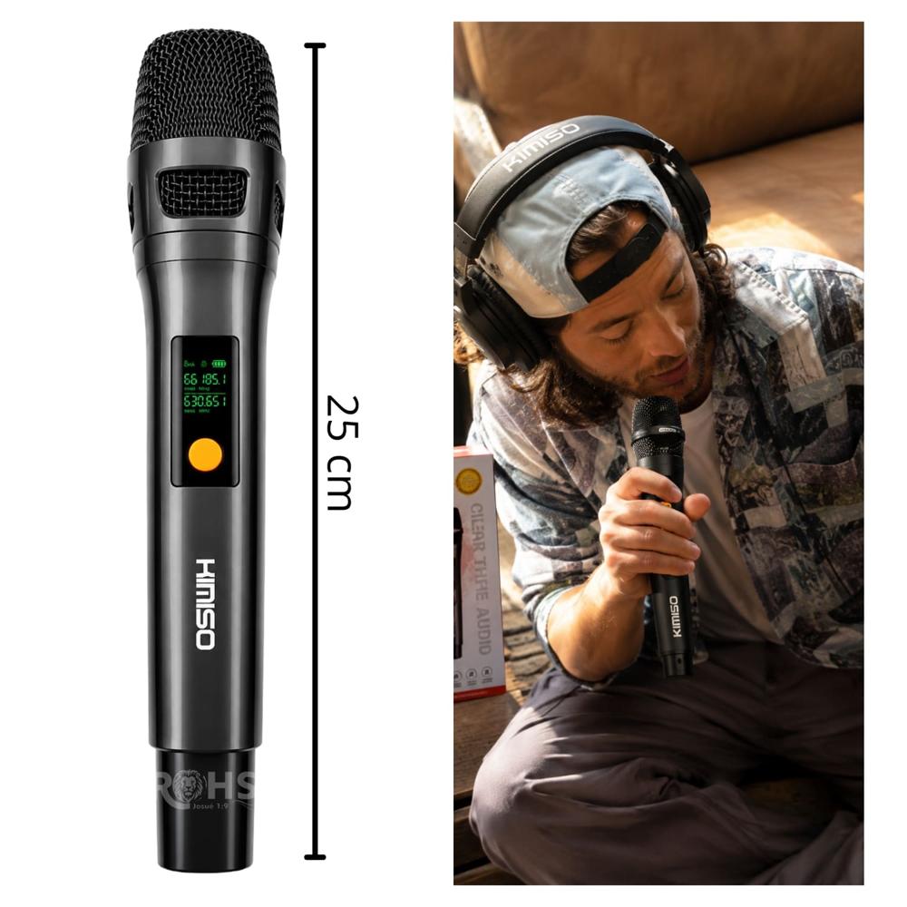 Micrófono Inalámbrico Kimiso KMS-904MC Recargable Con 2 Micrófonos Pantalla Digital Y Receptor USB