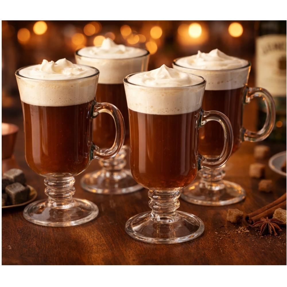 Set de 4 Tazas Irish Para Café  con Bandeja  Azafate de Madera