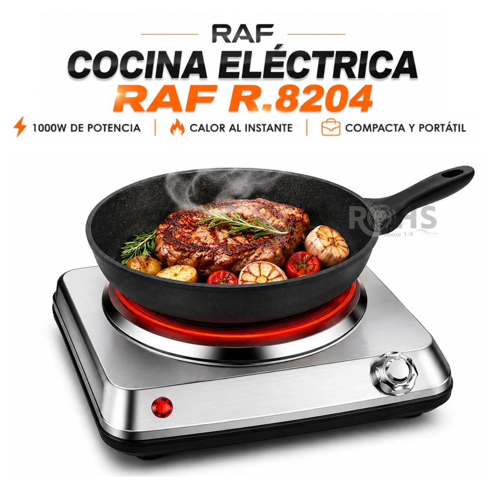 Estufa Eléctrica Individual RAF R.8204 Compacta Con Calentamiento Uniforme 1000W