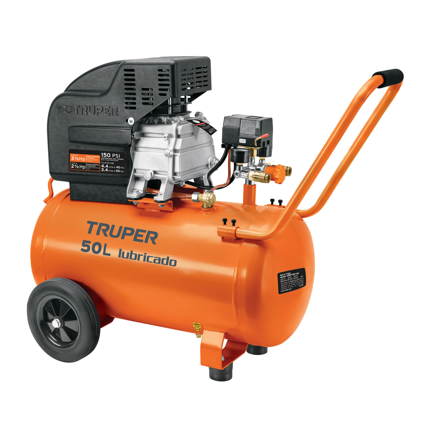 Comprensor Horizontal 50 L 3-1/2 Hp 220V Truper 11837